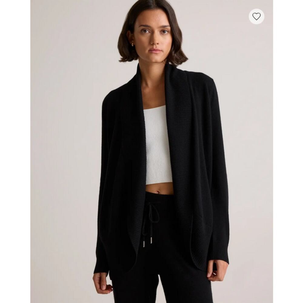 Mongolian Cashmere Open Cardigan Black Size L
